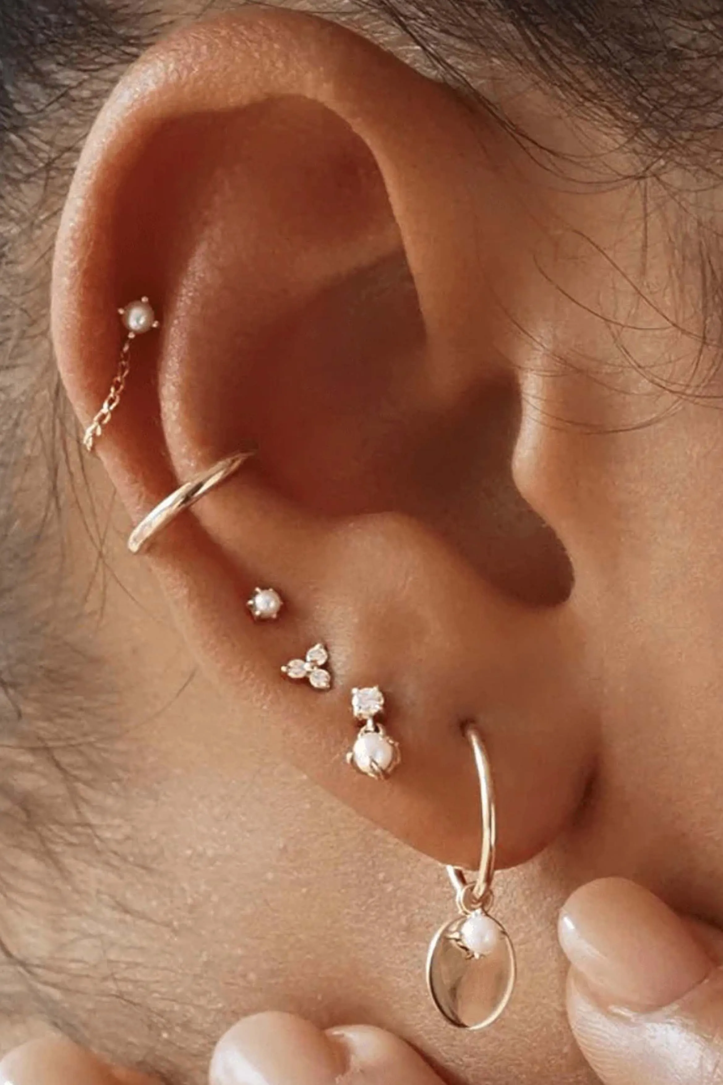 14k Gold Peaceful Moon Hoops