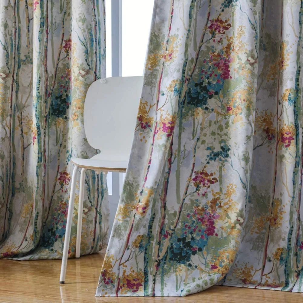 2-Panel Grommet Drapes: Floral Design