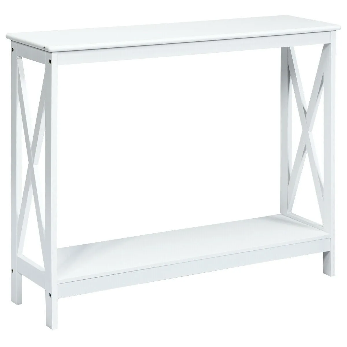 2-Tier X-Design Side Accent Table - White