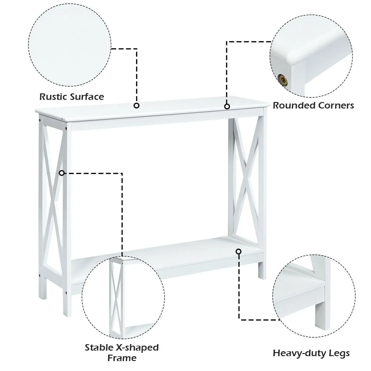 2-Tier X-Design Side Accent Table - White