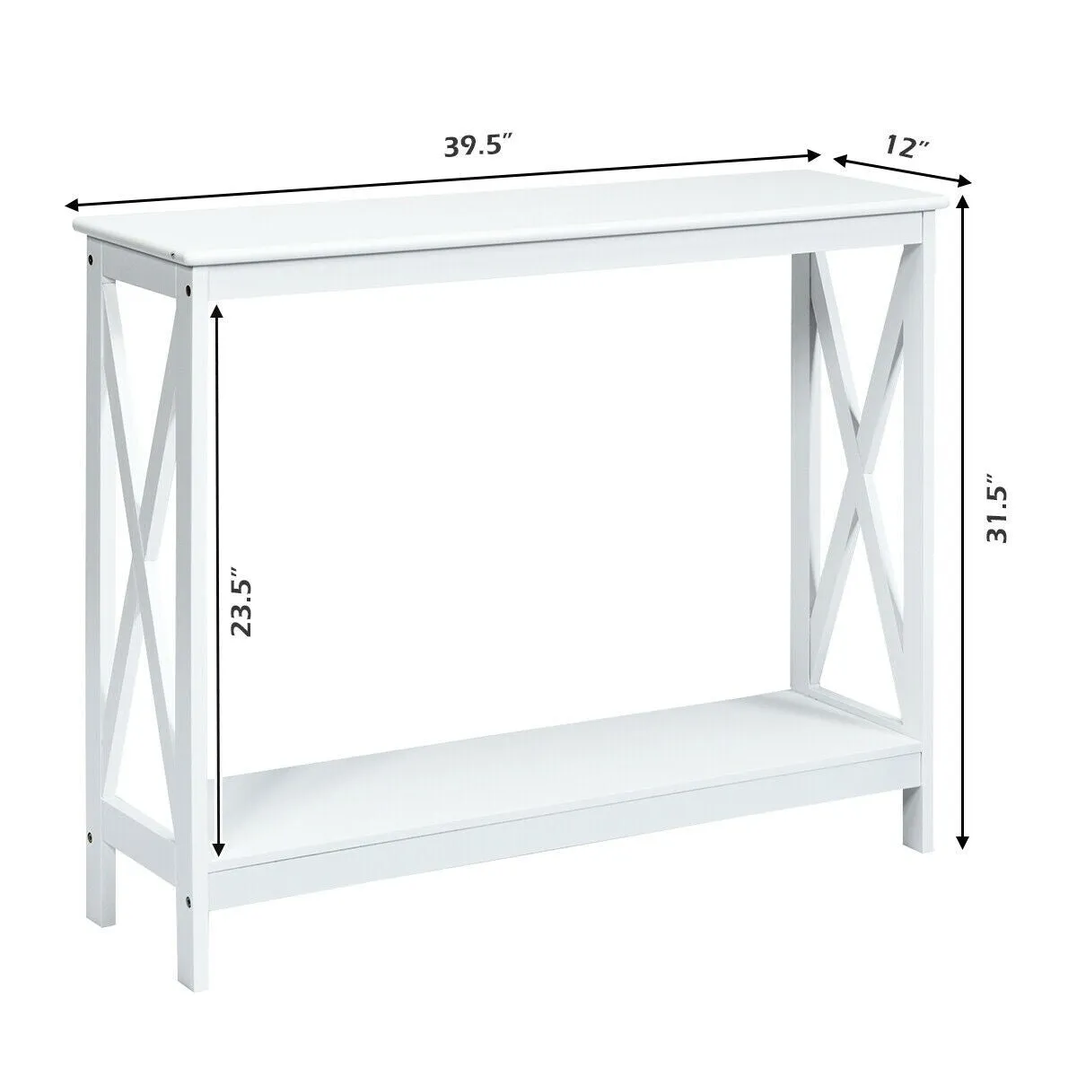 2-Tier X-Design Side Accent Table - White