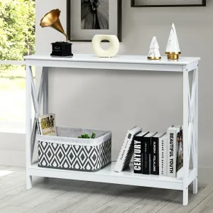 2-Tier X-Design Side Accent Table - White