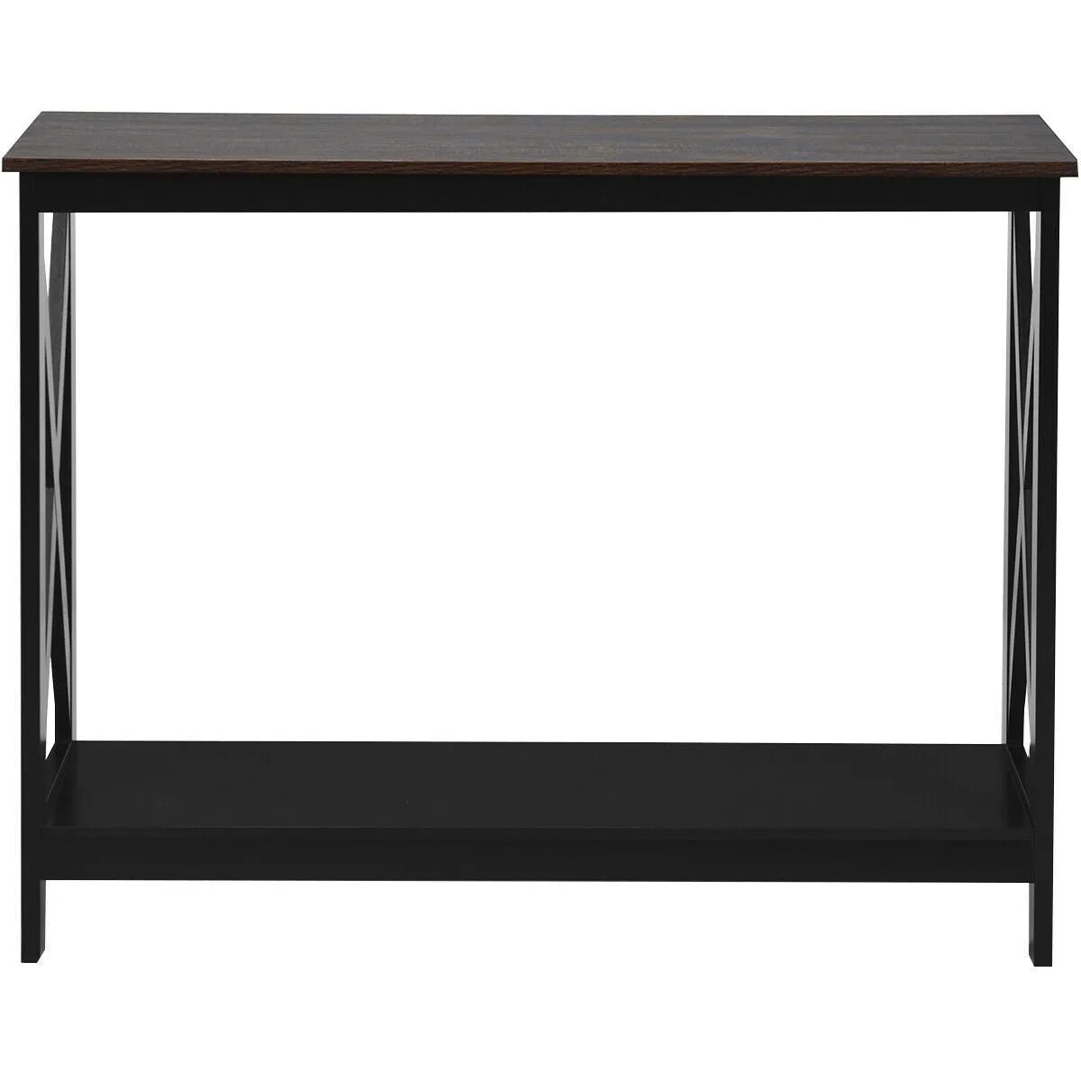 2-Tier X-Design Side Accent Table - Wood