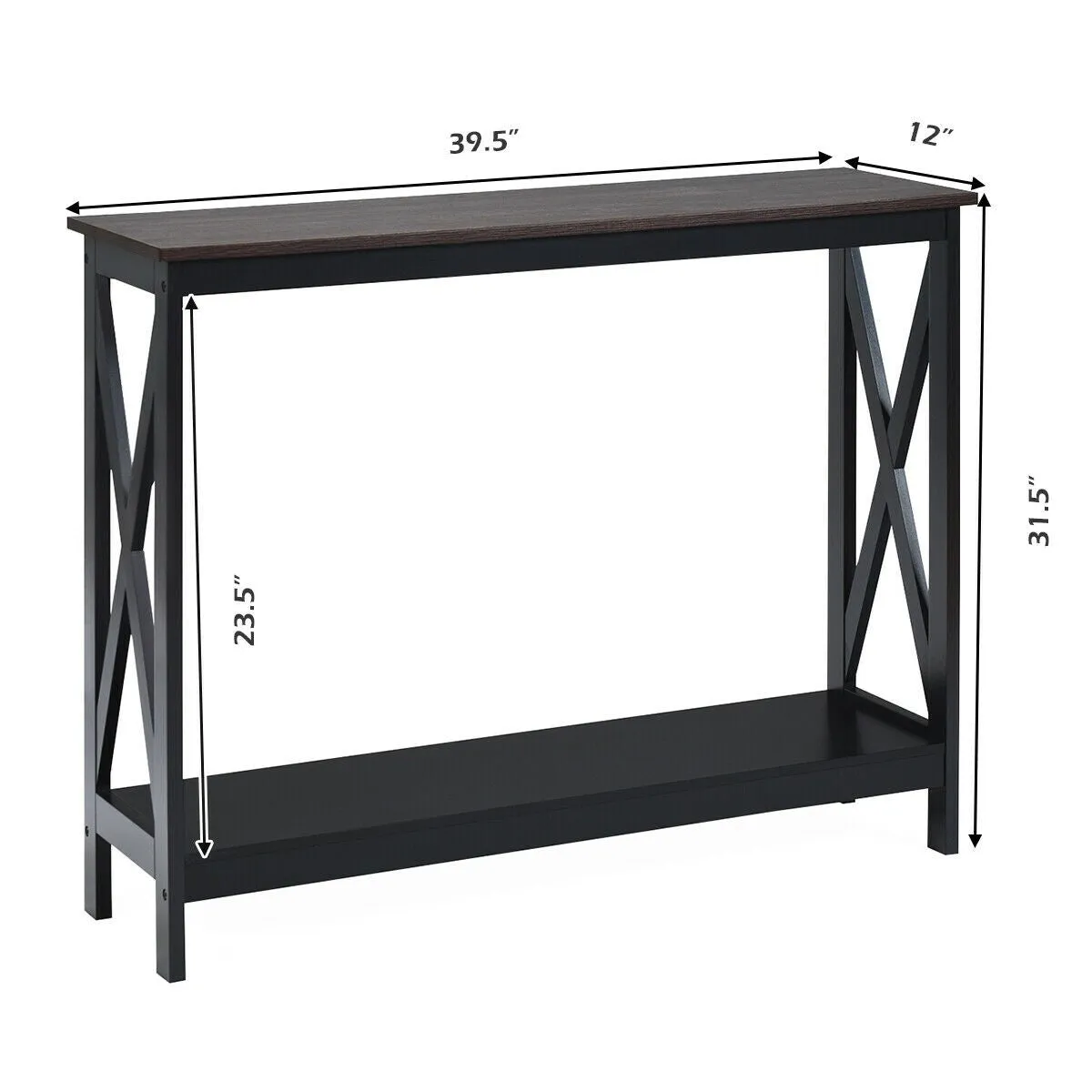 2-Tier X-Design Side Accent Table - Wood