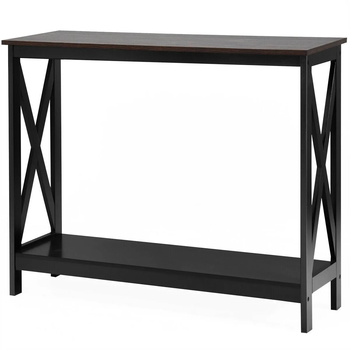 2-Tier X-Design Side Accent Table - Wood