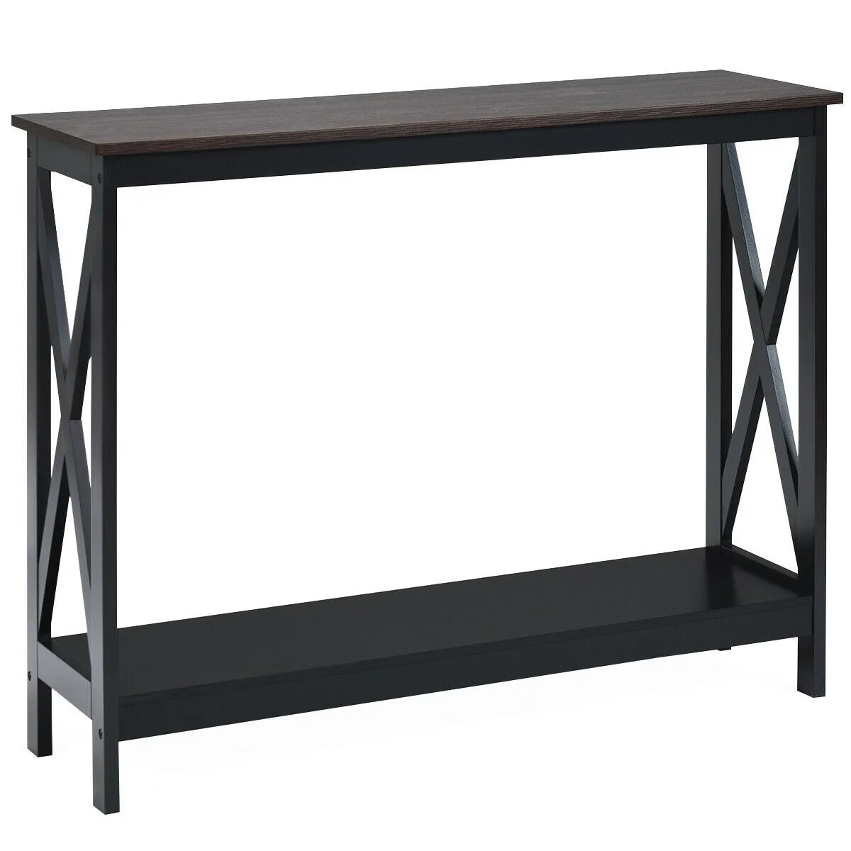 2-Tier X-Design Side Accent Table - Wood