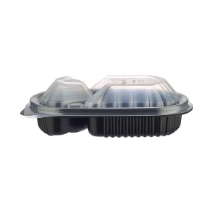 250 Pieces Black Base Rectangular 3-Compartment Container With Lid