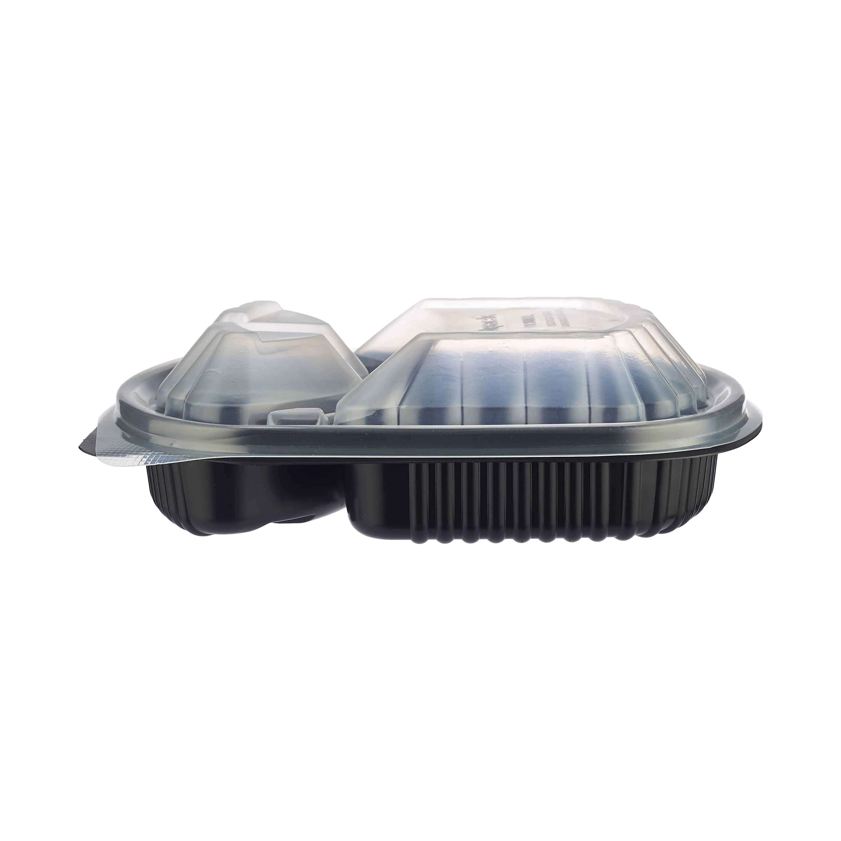 250 Pieces Black Base Rectangular 3-Compartment Container With Lid