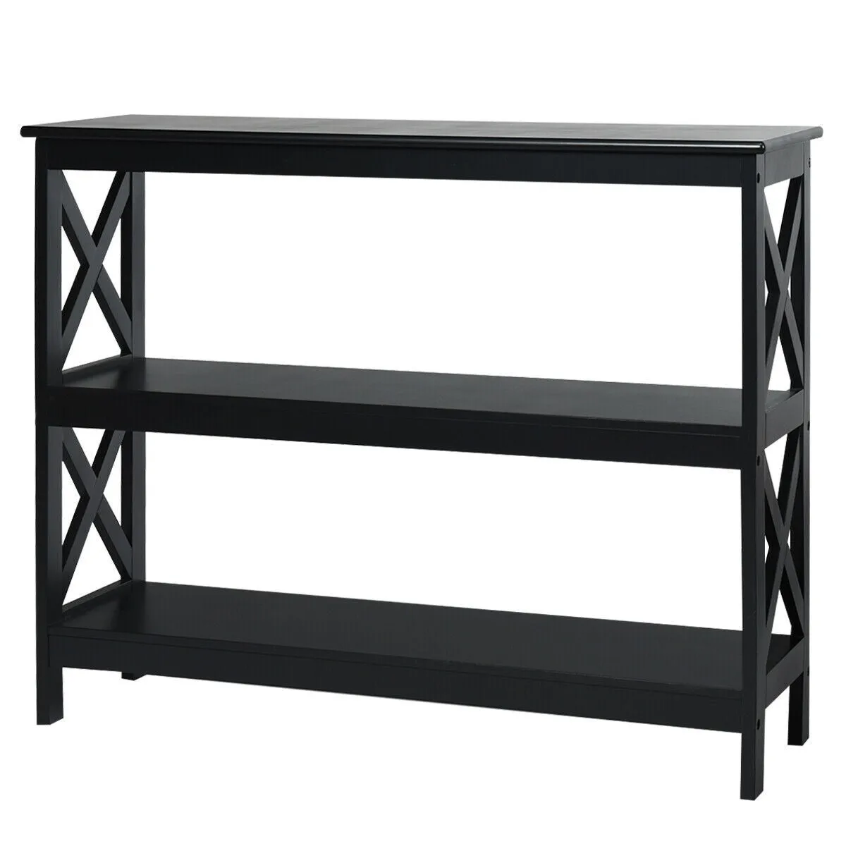 3-Tier X-Design Sofa Side Table - Black
