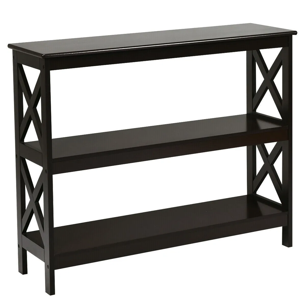 3-Tier X-Design Sofa Side Table - Brown