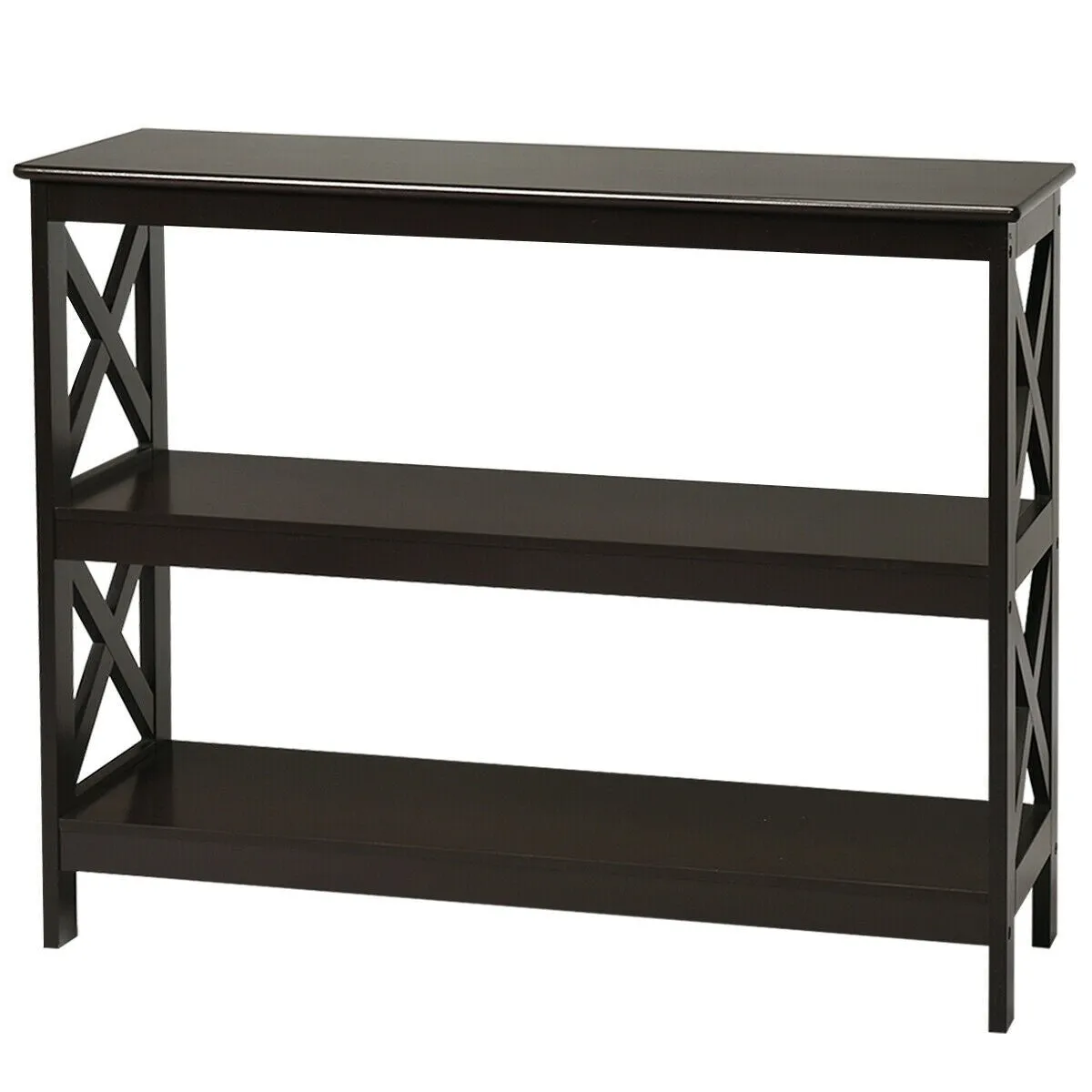 3-Tier X-Design Sofa Side Table - Brown