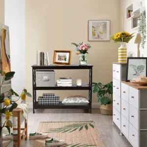 3-Tier X-Design Sofa Side Table - Brown