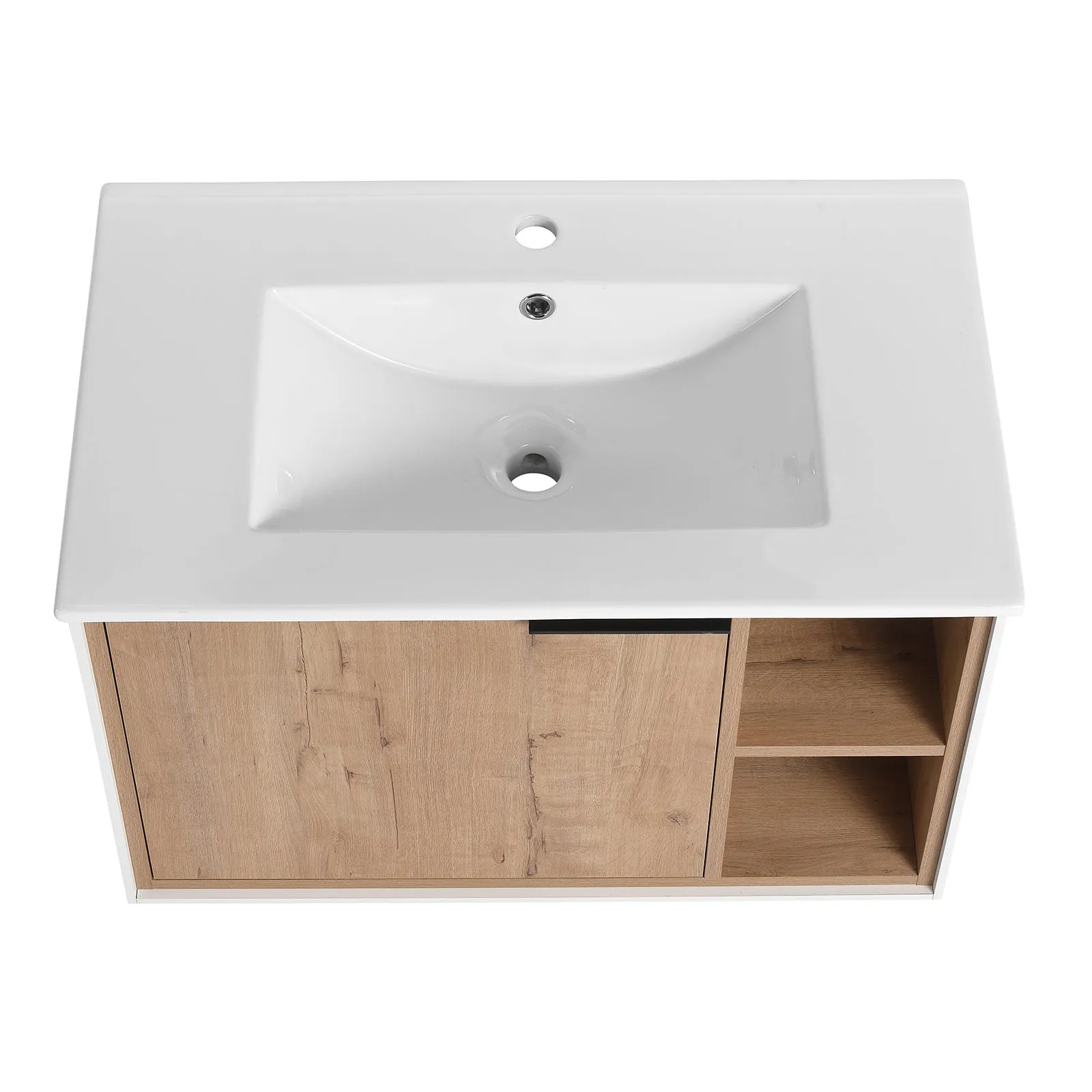 30'' Floating Wall-Mounted Bathroom Vanity with Ceramics Sink and Soft-Close Cabinet Door
