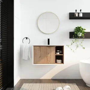 30'' Floating Wall-Mounted Bathroom Vanity with Ceramics Sink and Soft-Close Cabinet Door