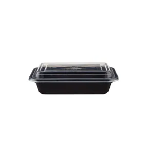 300 Pieces Black Base Rectangular Container 8 oz (250 ml)