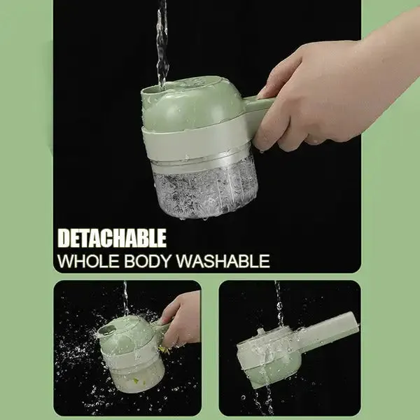 4-in-1 Portable Electric Vegetable Cutter – Wireless Garlic & Onion Chopper