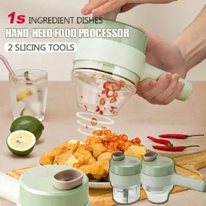 4-in-1 Portable Electric Vegetable Cutter – Wireless Garlic & Onion Chopper