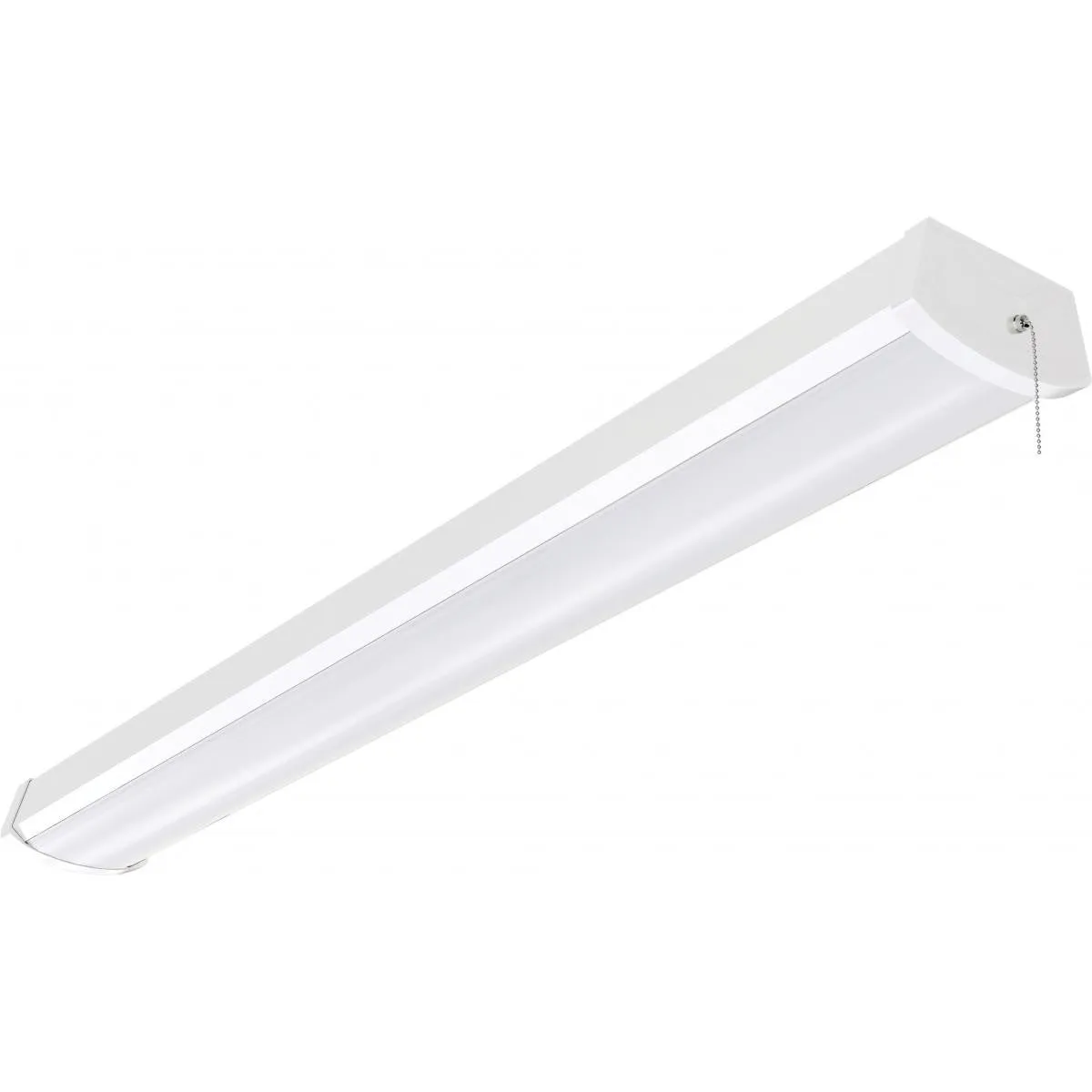 4ft LED Ceiling Wrap Light, 3200 Lumens, 3000K, 120V, On/Off Pull Chain, White Finish