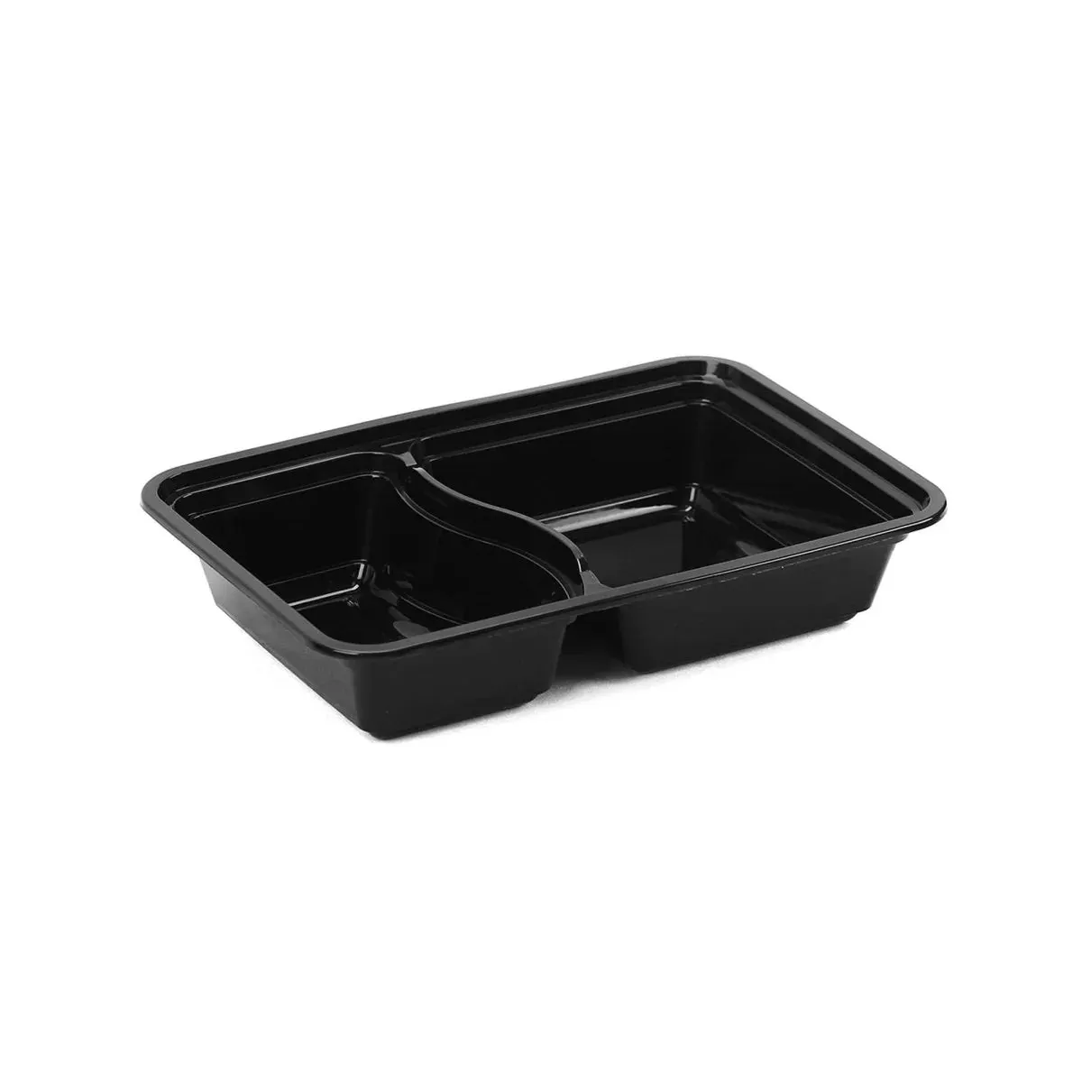 50 Sets Black Base Rectangular 2 Compartment Microwavable Container