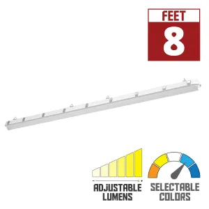 8ft Vapor Tight LED Light, 14200 Lumens, 60/80/100 Watts, 35K/40K/50K, 120-277V