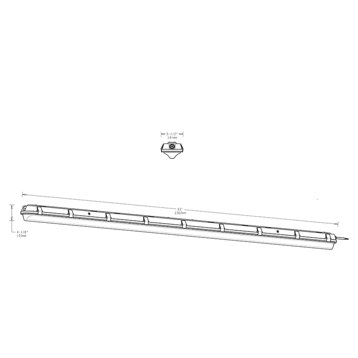 8ft Vapor Tight LED Light, 14200 Lumens, 60/80/100 Watts, 35K/40K/50K, 120-277V