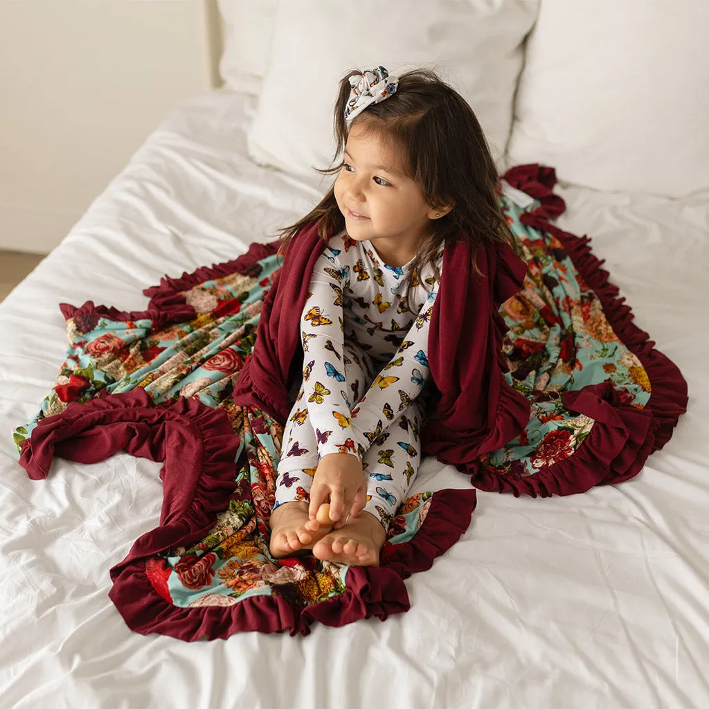 Adalynn & Dark Cherry Ruffled Luxe Patoo® Blanket