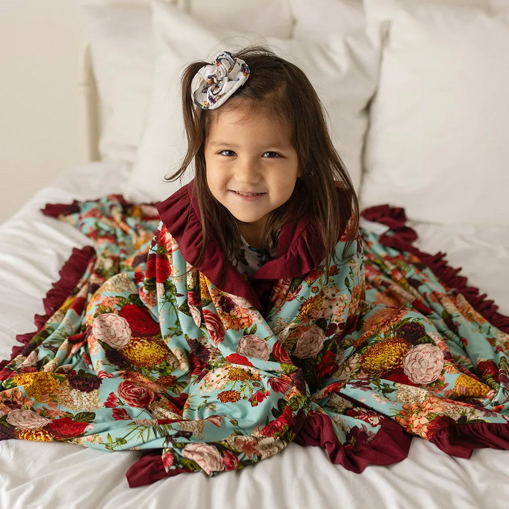 Adalynn & Dark Cherry Ruffled Luxe Patoo® Blanket