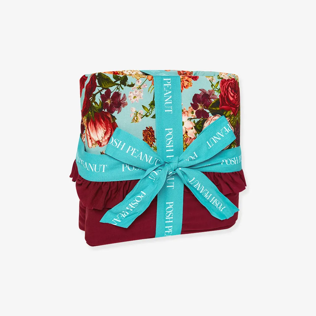 Adalynn & Dark Cherry Ruffled Luxe Patoo® Blanket