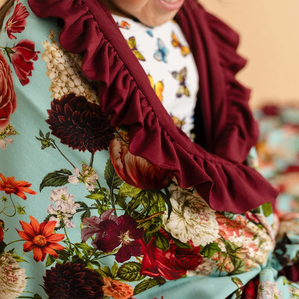 Adalynn & Dark Cherry Ruffled Luxe Patoo® Blanket
