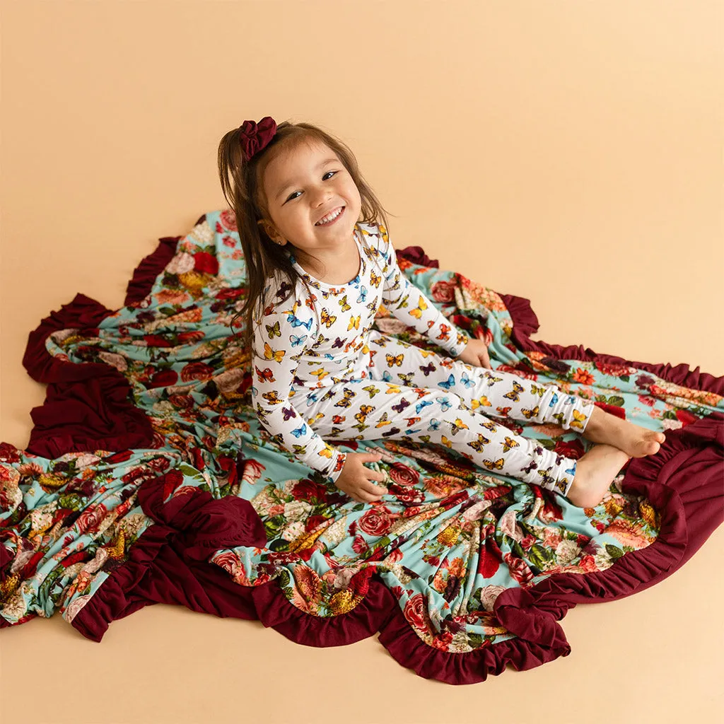 Adalynn & Dark Cherry Ruffled Luxe Patoo® Blanket