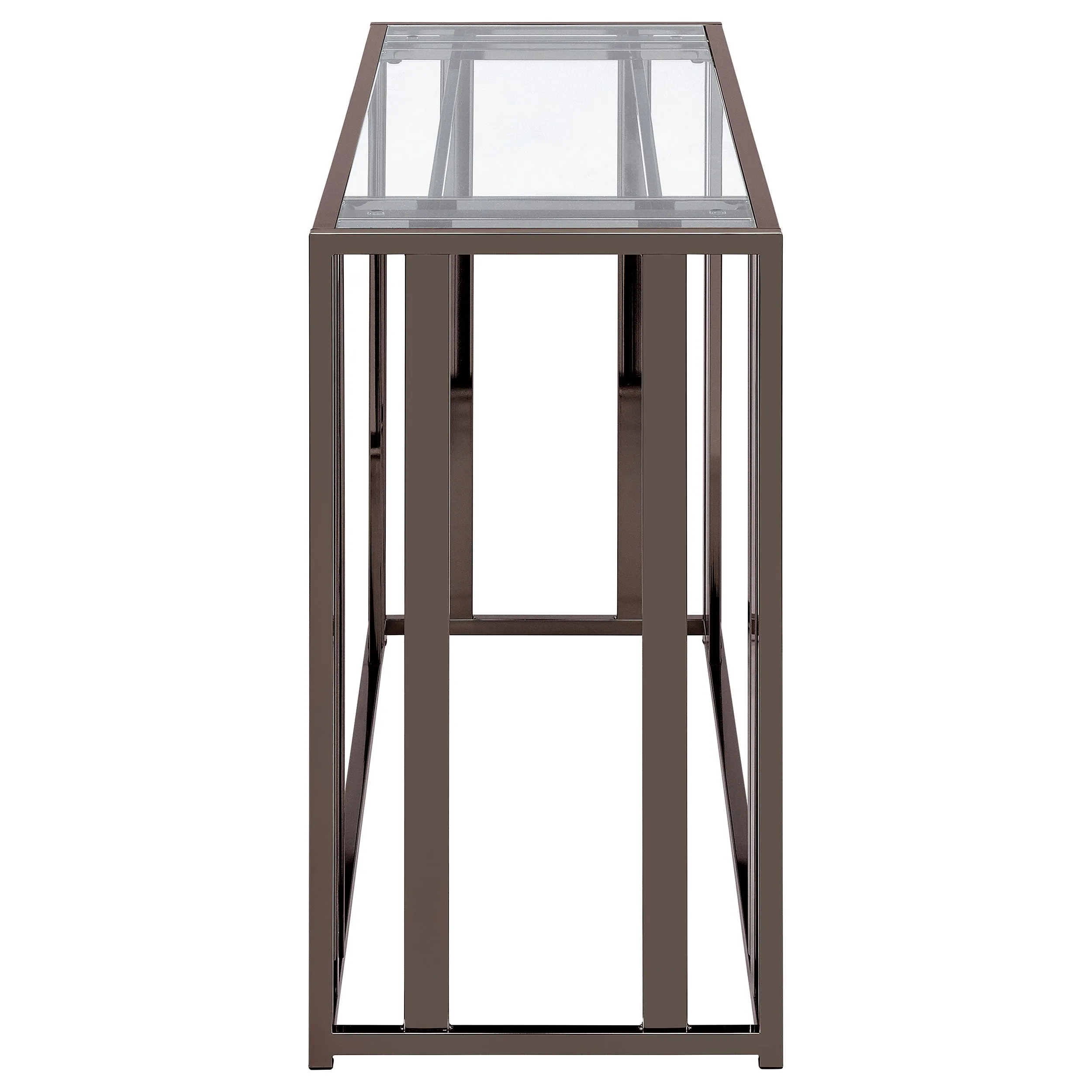 Adri Glass Top Entryway Sofa Console Table Black Nickel