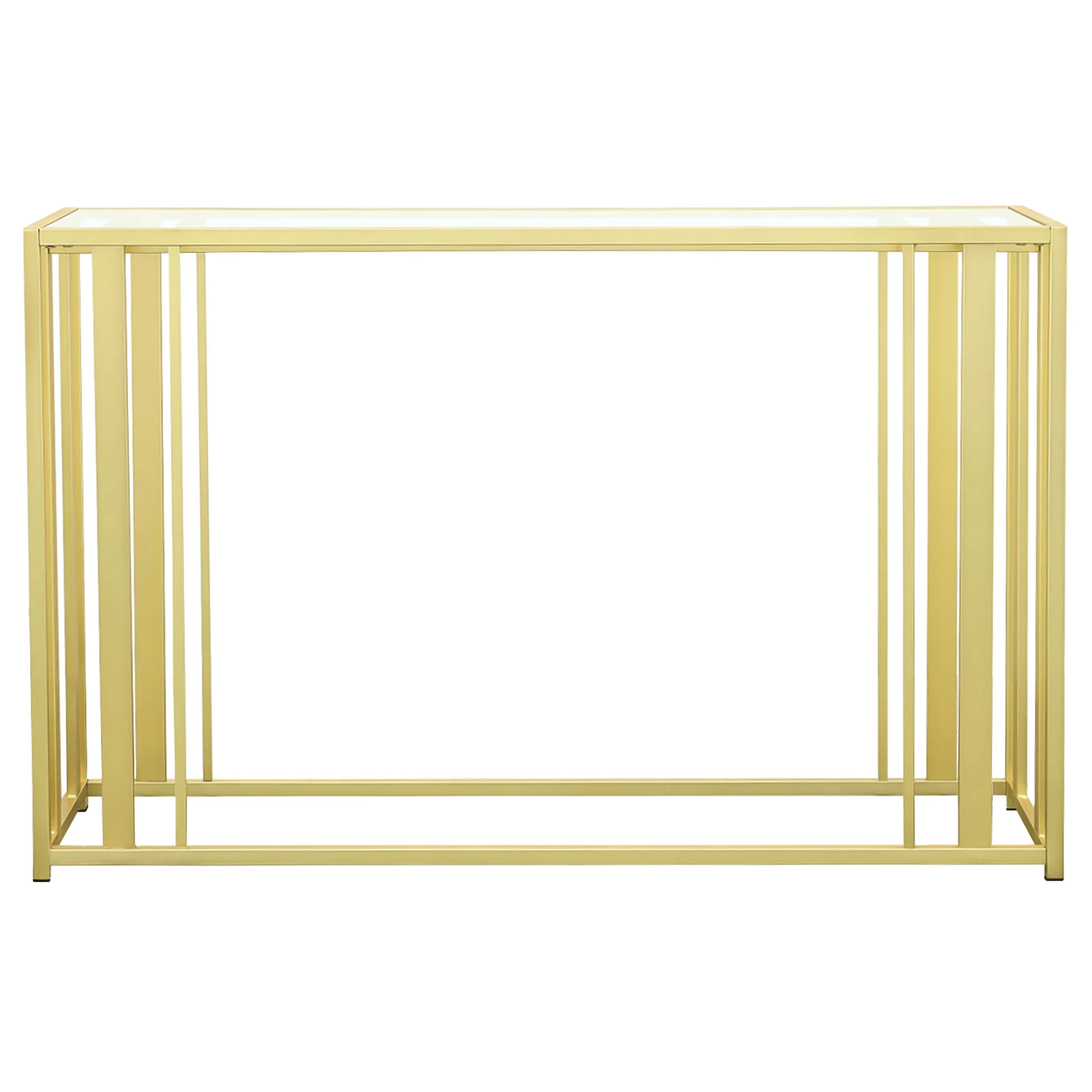 Adri Glass Top Entryway Sofa Console Table Matte Brass