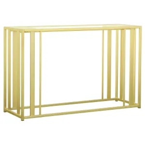 Adri Glass Top Entryway Sofa Console Table Matte Brass