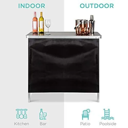 Advanced Mixology Portable Pop-Up Bar Table w/Carrying Case, Removable Skirt