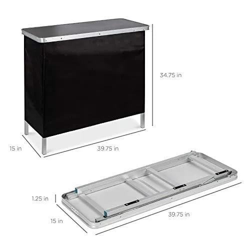 Advanced Mixology Portable Pop-Up Bar Table w/Carrying Case, Removable Skirt