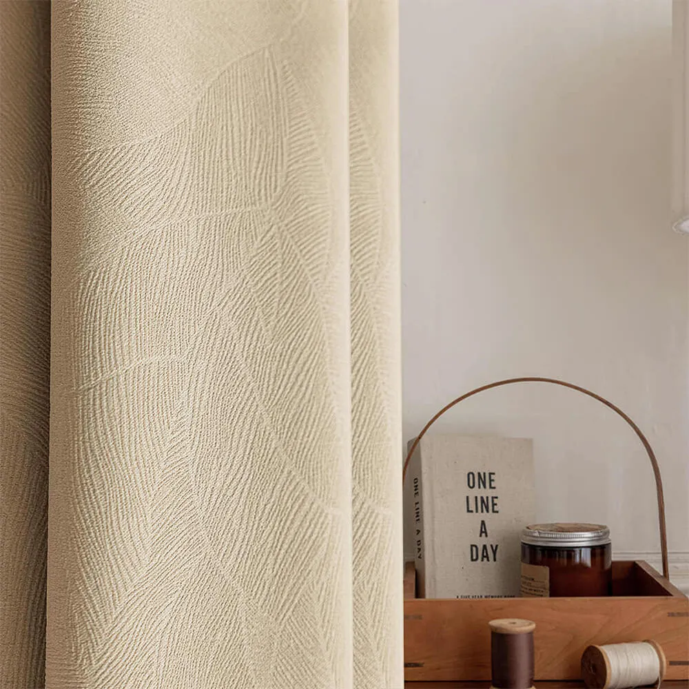 All-seasons Elegant Botanical Embossed Heavyweight Blackout Curtains