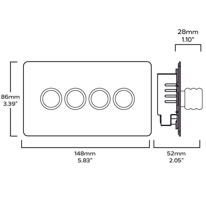 ALVA 4G Dimmer Light Switch - Brass