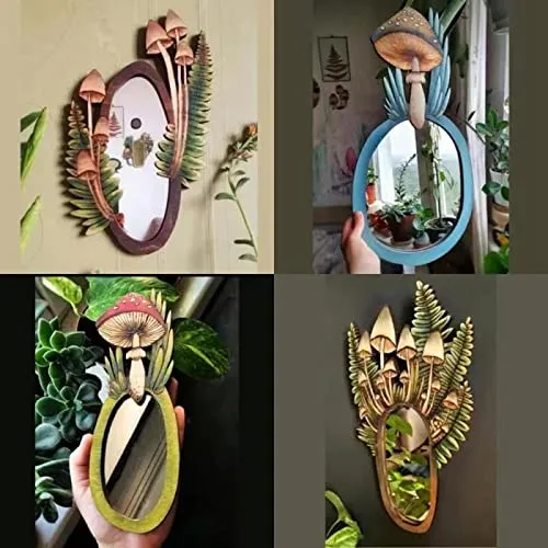 ATORSE® Wall Mirror Mushroom Shaped Farmhouse for Living Room Entryway Hallway A