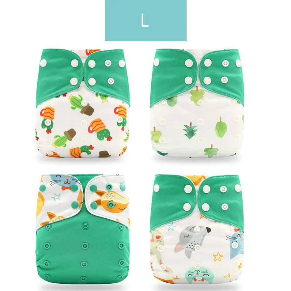 Baby 4pcs/set Washable Eco-Friendly Cloth Reusable Adjustable Nappies