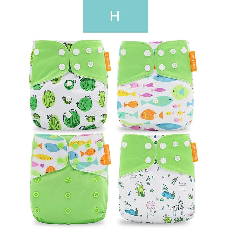 Baby 4pcs/set Washable Eco-Friendly Cloth Reusable Adjustable Nappies