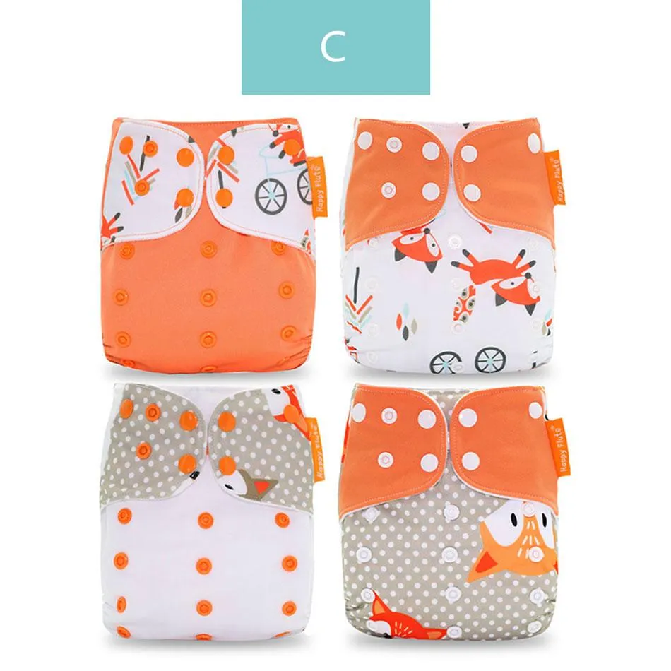 Baby 4pcs/set Washable Eco-Friendly Cloth Reusable Adjustable Nappies
