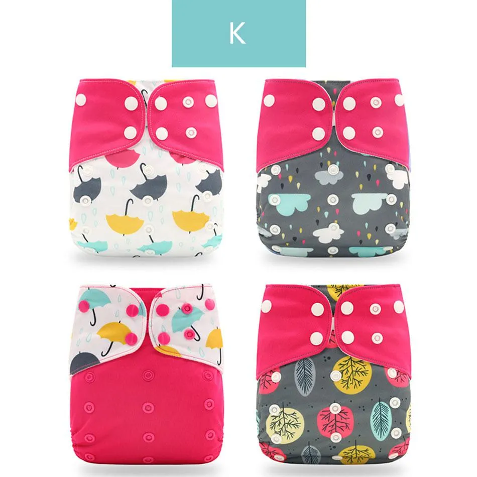 Baby 4pcs/set Washable Eco-Friendly Cloth Reusable Adjustable Nappies