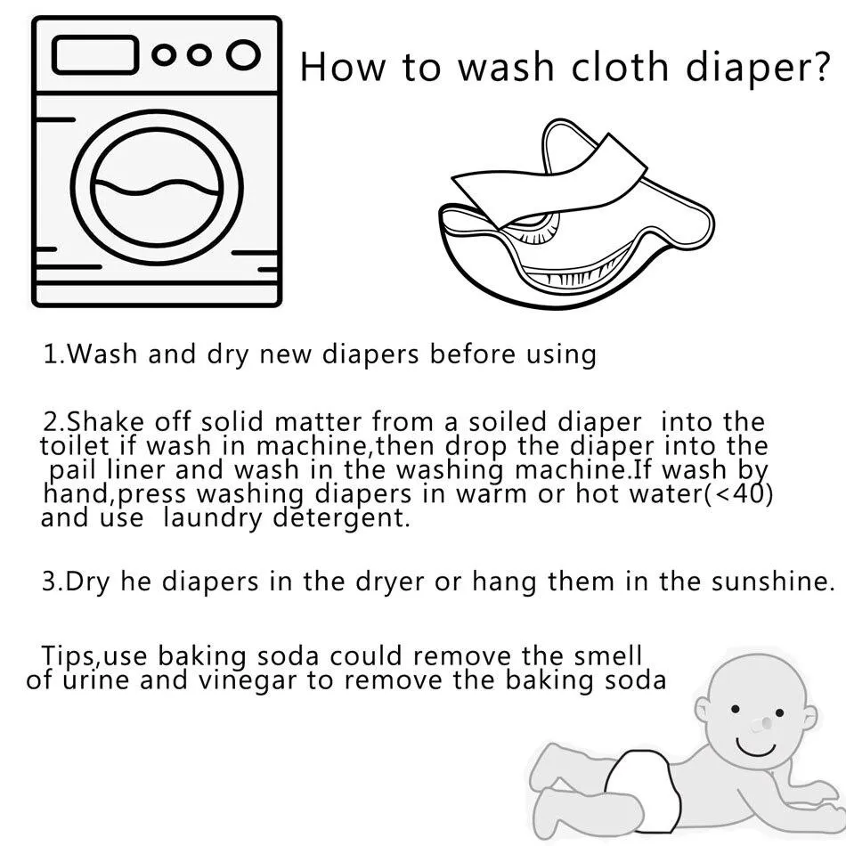 Baby 4pcs/set Washable Eco-Friendly Cloth Reusable Adjustable Nappies