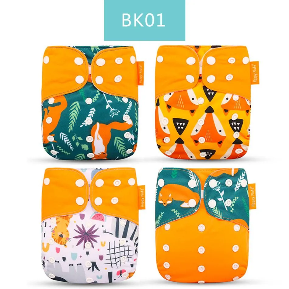 Baby 4pcs/set Washable Eco-Friendly Cloth Reusable Adjustable Nappies