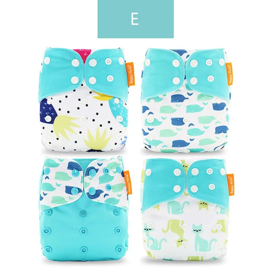 Baby 4pcs/set Washable Eco-Friendly Cloth Reusable Adjustable Nappies