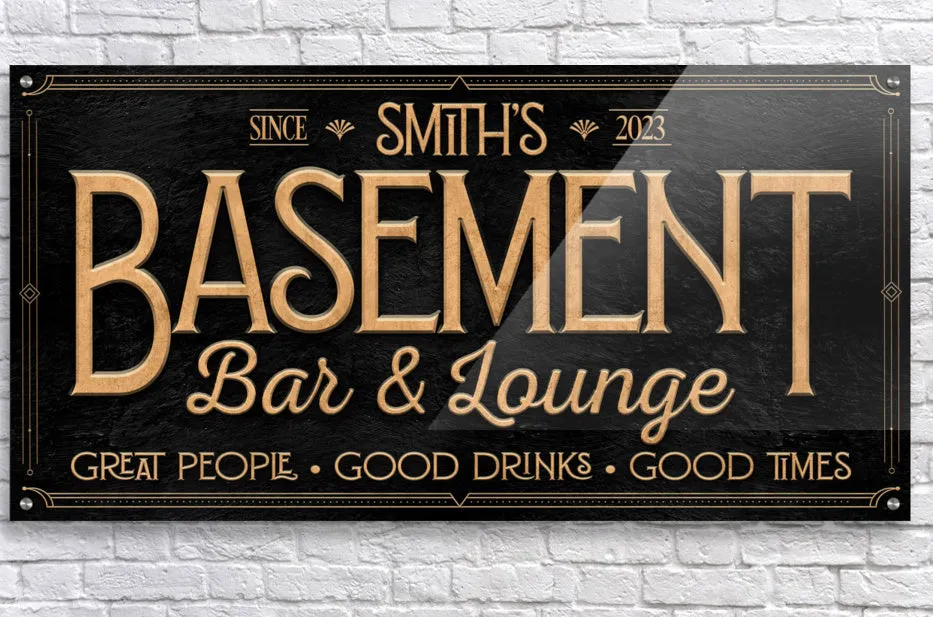 Bar Decor Basement Bar and Lounge Sign Personalized