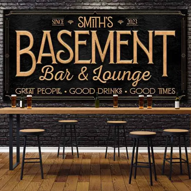 Bar Decor Basement Bar and Lounge Sign Personalized