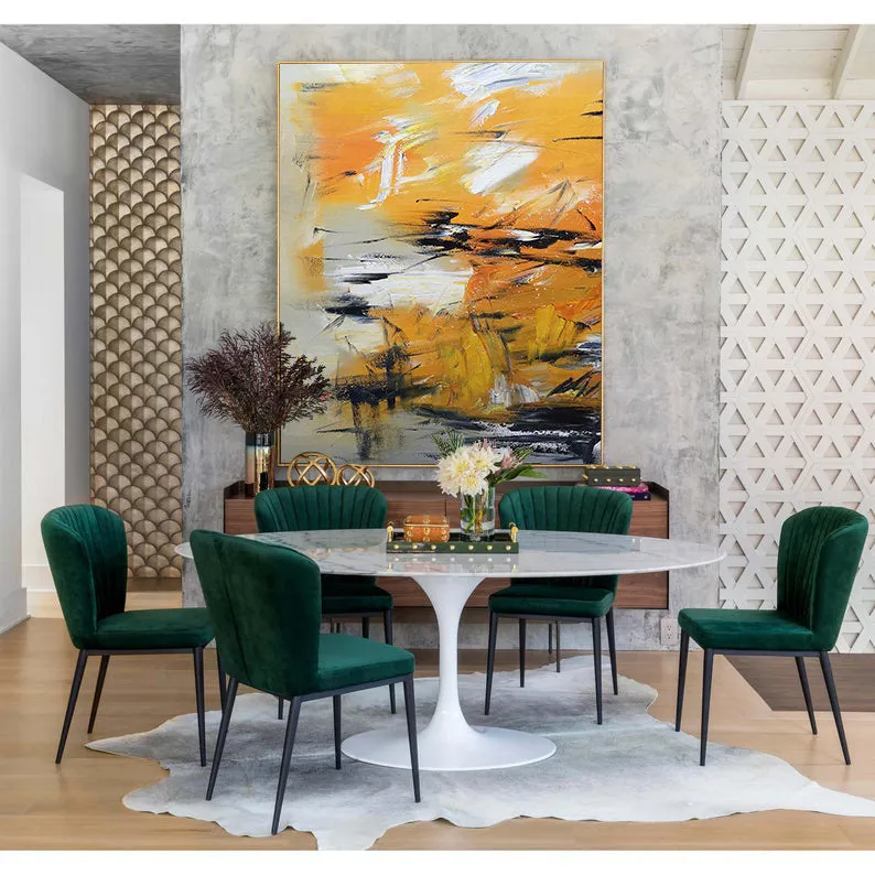 Big Artwork Yellow Abstract Painting, Minimalist Abstract Art Gp034
