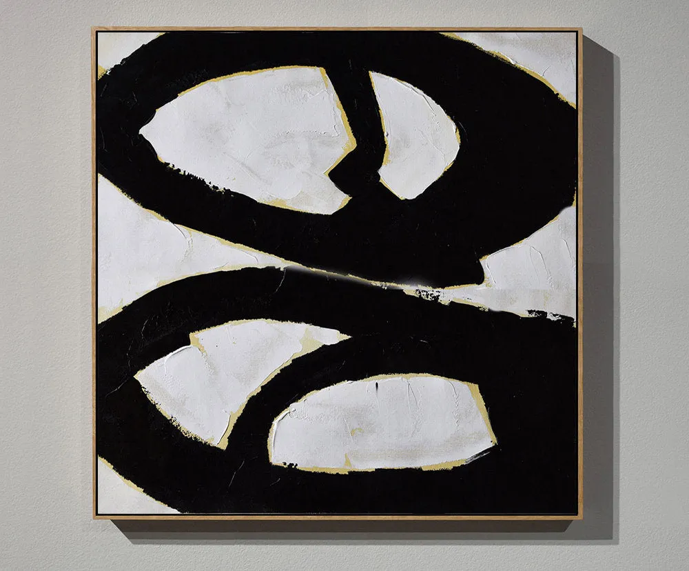 Black and White Abstract Painting Minimalist Art Modern Wall Art Decor Yp080