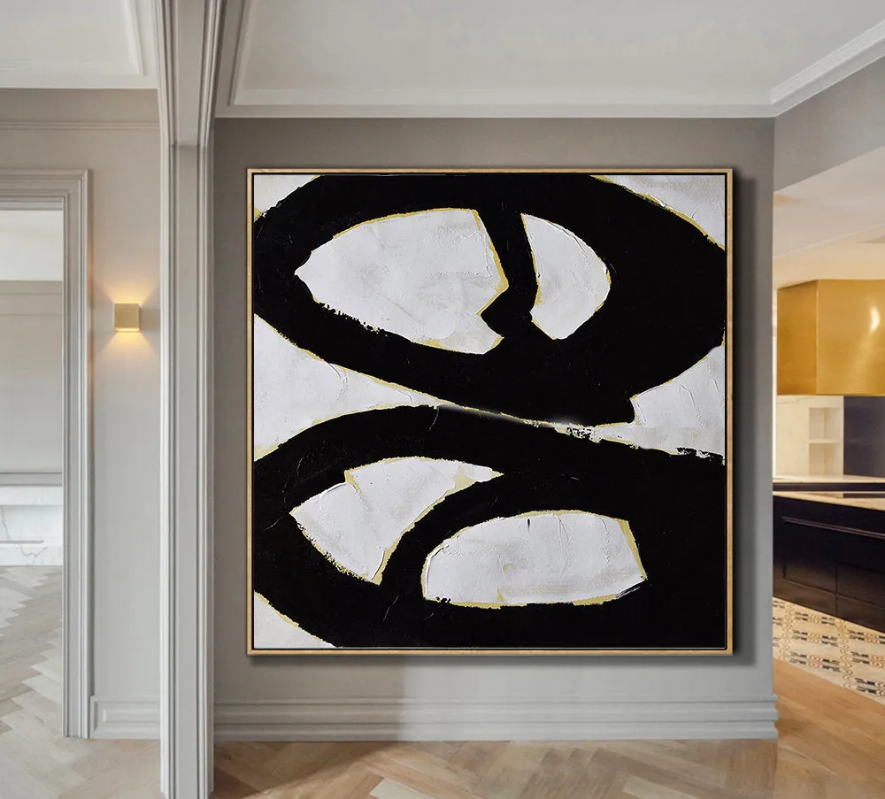 Black and White Abstract Painting Minimalist Art Modern Wall Art Decor Yp080